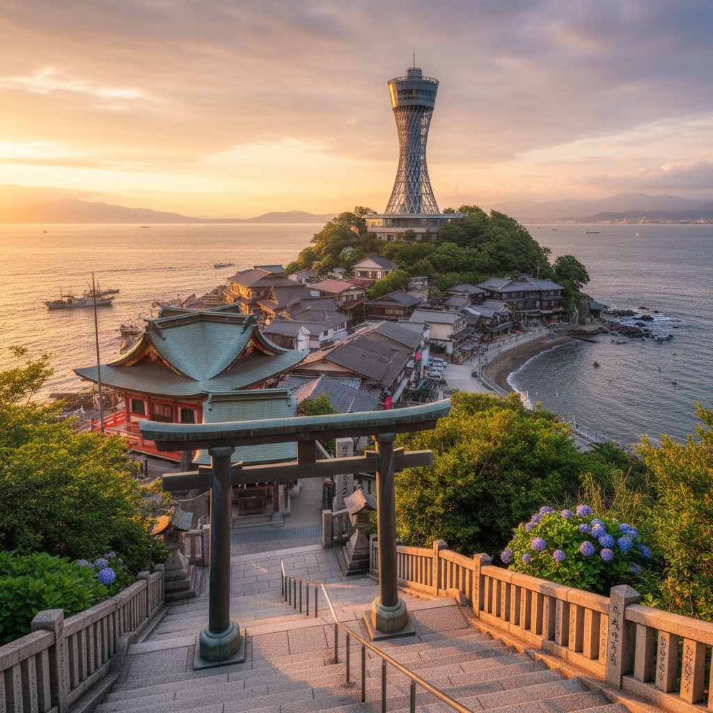 Enoshima in Japan - buitenaanzicht