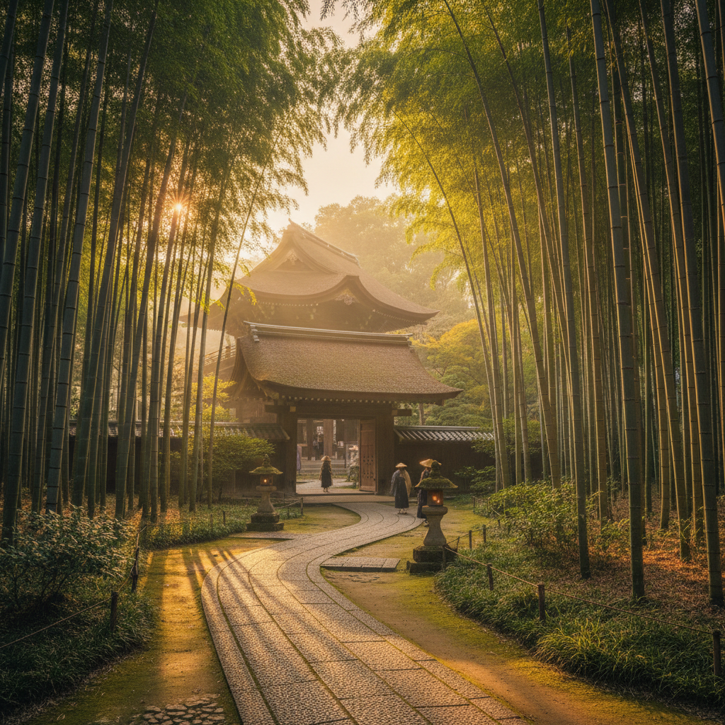 Hokoku-ji Bamboetempel in Japan - buitenaanzicht