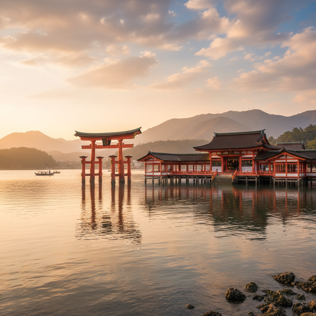 Itsukushima Schrijn in Japan - buitenaanzicht