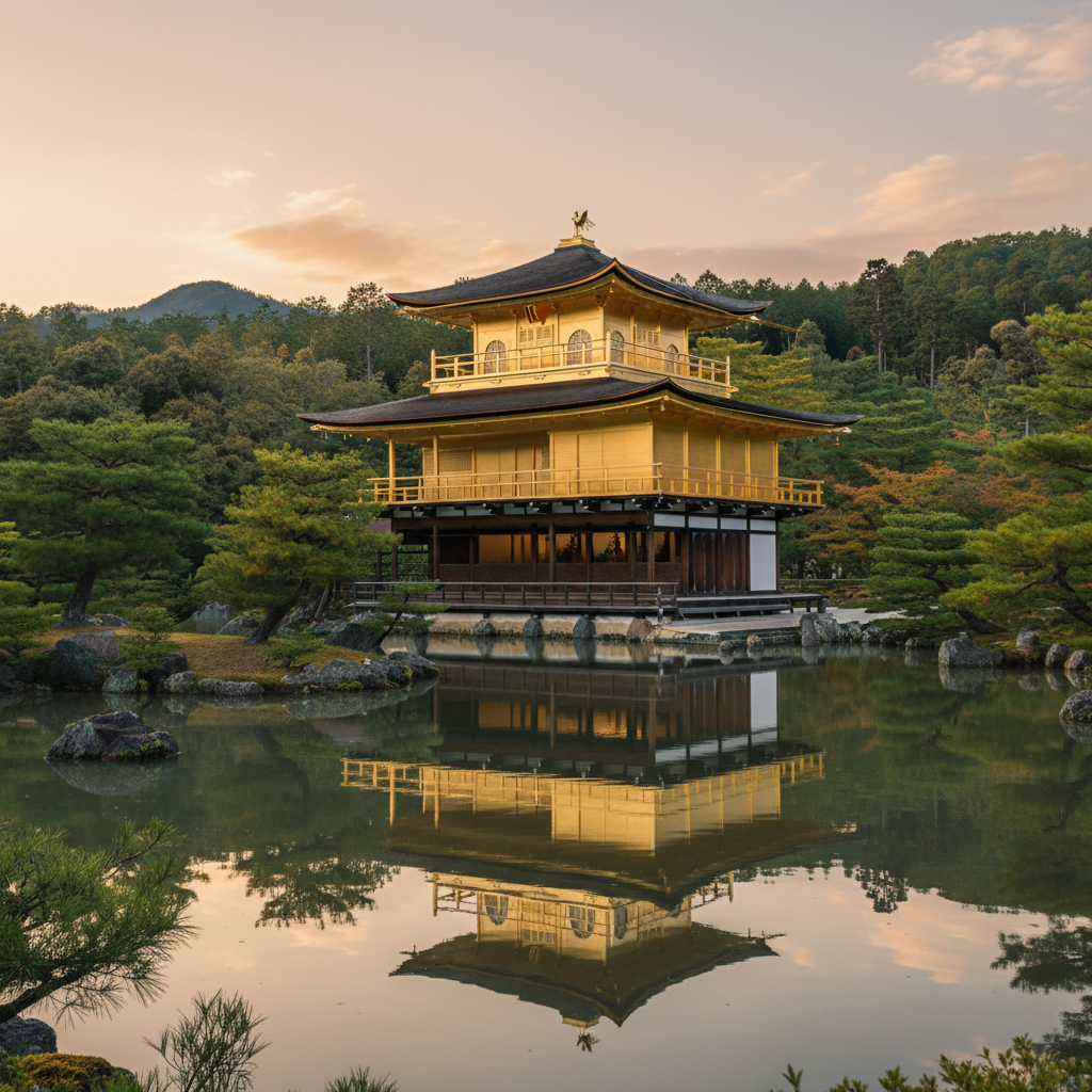 Kinkaku-ji (Gouden Paviljoen) in Japan - buitenaanzicht