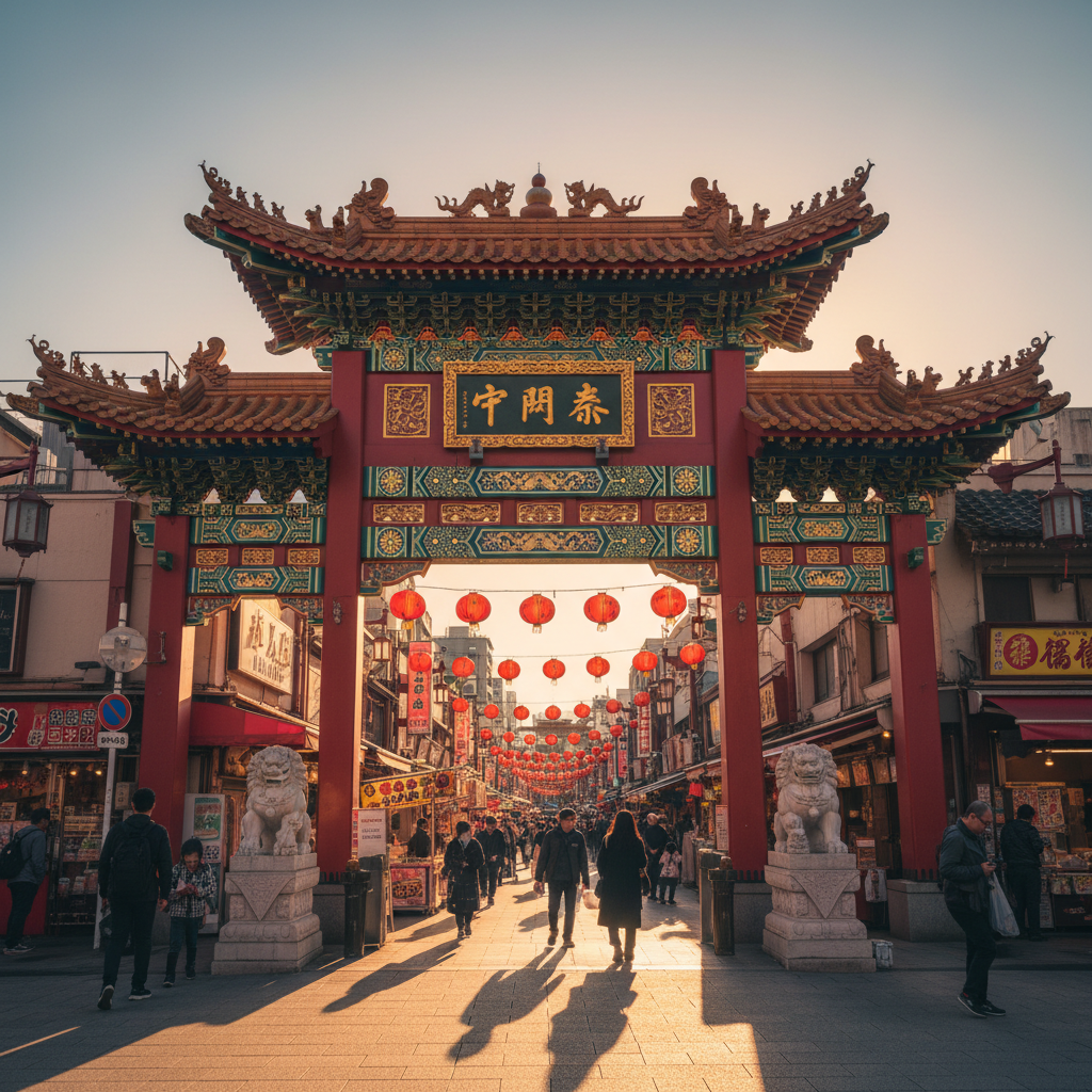 Kobe Chinatown (Nankinmachi) in Japan - buitenaanzicht