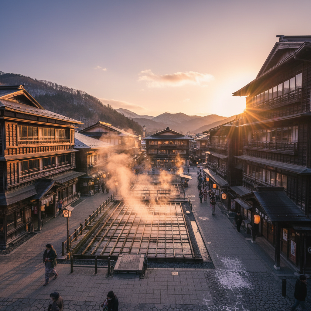 Kusatsu Onsen in Japan - buitenaanzicht