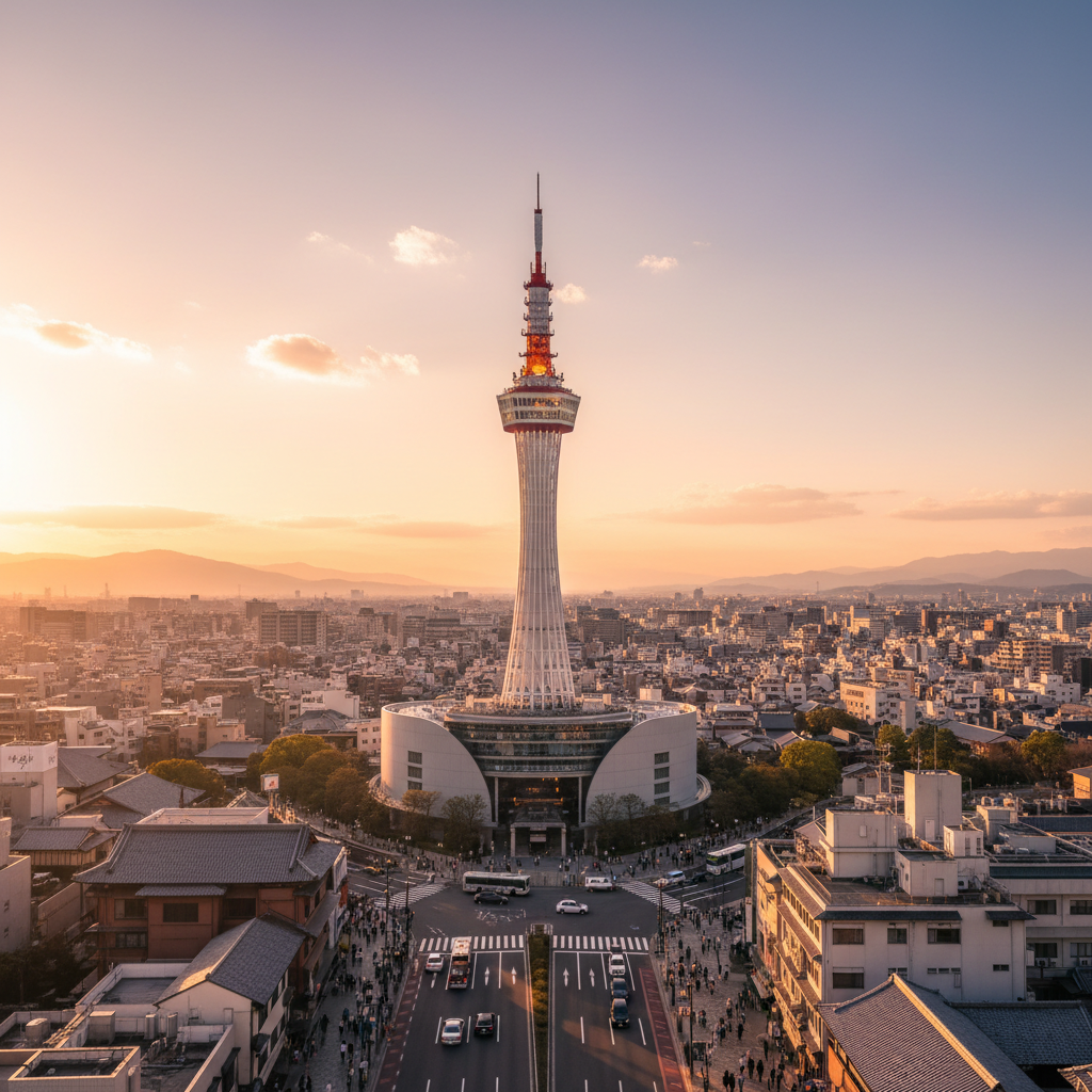 Kyoto Tower in Japan - buitenaanzicht