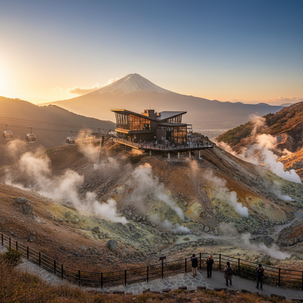 Owakudani in Japan - buitenaanzicht
