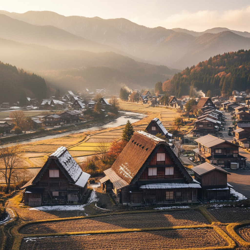 Shirakawa-go in Japan - buitenaanzicht